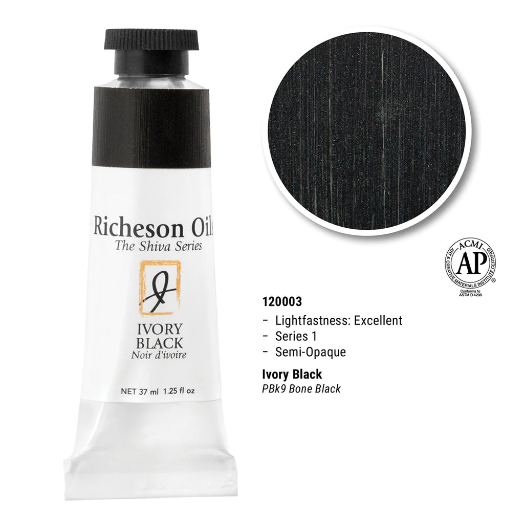 Richeson Oils Ivory Black, 37 ml (Jack Richeson, The Shiva Series