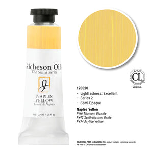 Richeson Oils Naples Yellow, 37 ml (Jack Richeson, The Shiva Series)