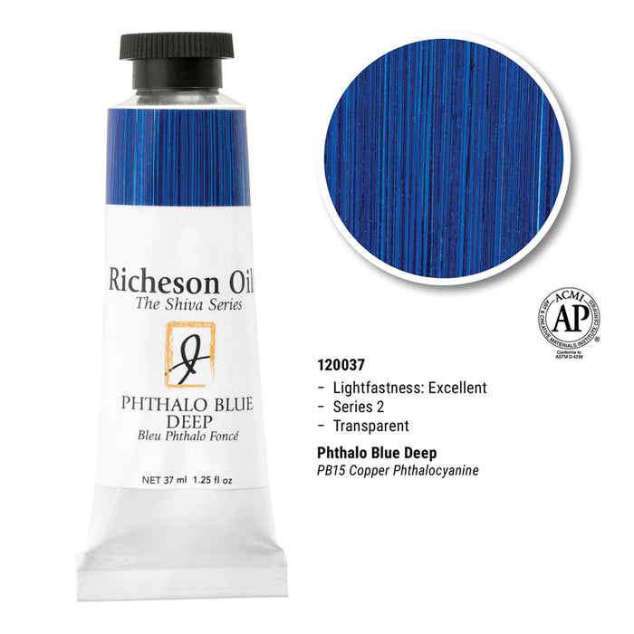 Richeson Oils Phthalo Blue Deep, 37 ml (Jack Richeson, The Shiva Series)