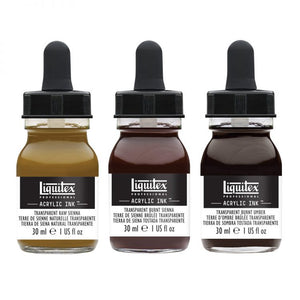 Acrylic Ink Set, 3 Transparent Earth Colors, 30ml (Liquitex Acrylic Ink)