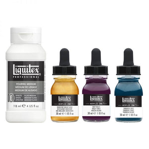 Acrylic Ink Set, Pouring Medium + 3 Deep Colors, 30ml (Liquitex Acrylic Ink)