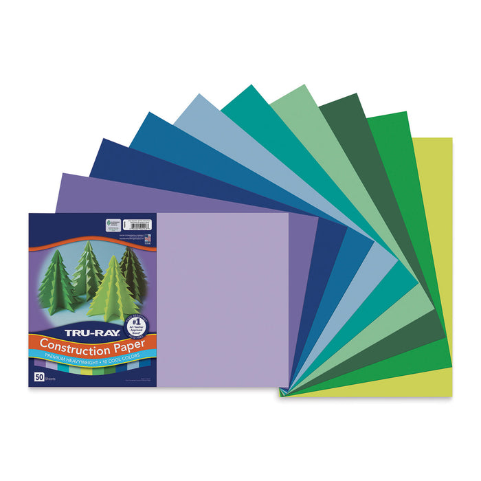 Tru-Ray® Construction Paper, Cool Colors, 50 Sht/Pk, 12"x18" (Pacon)