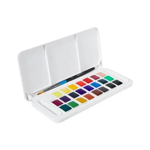 Travel Set of 24 Assorted Colors, Half Pan (Daler-Rowney Aquafine Watercolour)