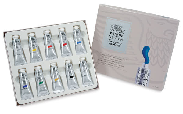 Winsor & Newton Designers Gouache 10-Color Introductory Set, 14 ml Tubes (Winsor & Newton Designers Gouache)