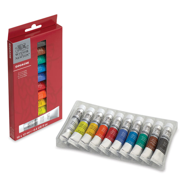 Winsor & Newton Gouache 10-Color Set, 12 ml Tubes (Winsor & Newton Gouache)
