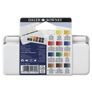 Travel Set of 12 Assorted Colors, Half Pan (Daler-Rowney Aquafine Watercolour)