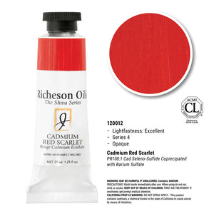 Richeson Oils Cadmium Red Scarlet, 37 ml (Jack Richeson, The Shiva Series)