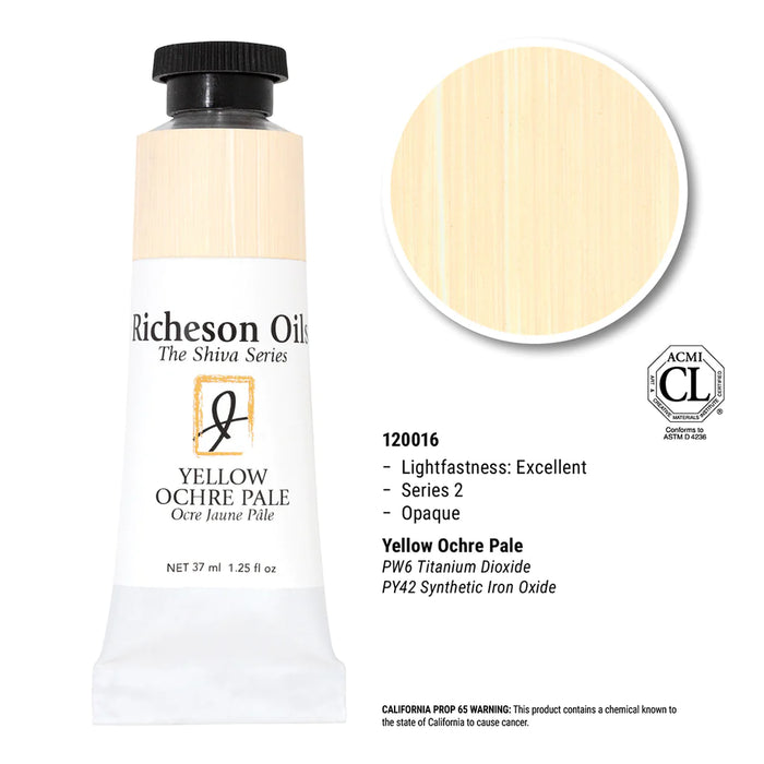 Richeson Oils Yellow Ochre Pale, 37 ml (Jack Richeson, The Shiva Series)