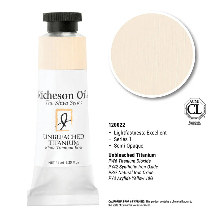 Richeson Oils Unbleached Titanium, 37 ml (Jack Richeson, The Shiva Series)
