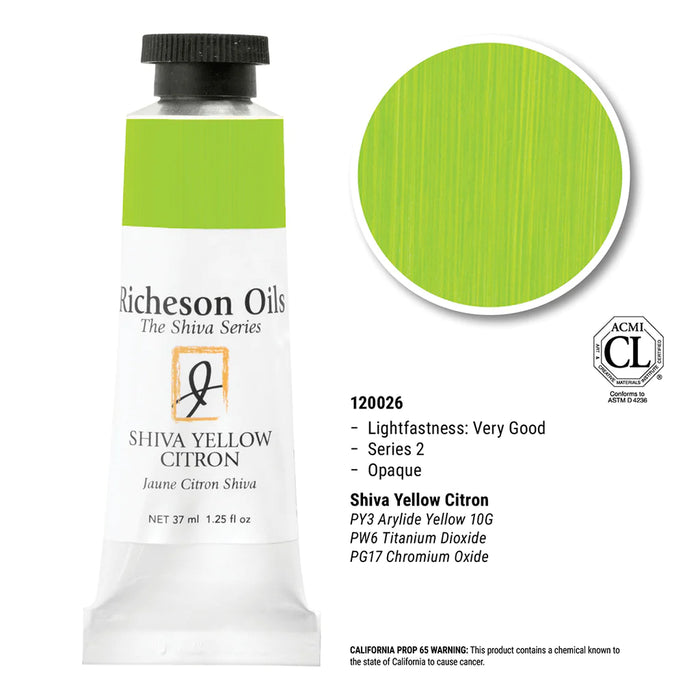 Richeson Oils Shiva Yellow Citron, 37 ml (Jack Richeson, The Shiva Series)