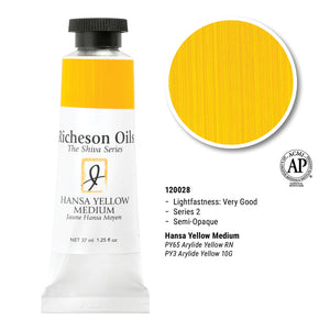 Richeson Oils Hansa Yellow Medium, 37 ml (Jack Richeson, The Shiva Series)