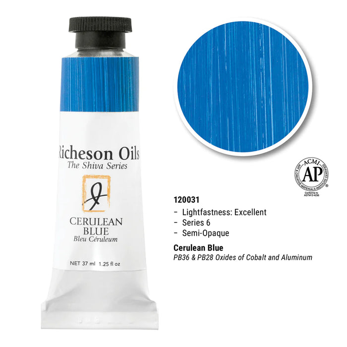 Richeson Oils Cerulean Blue, 37 ml (Jack Richeson, The Shiva Series)
