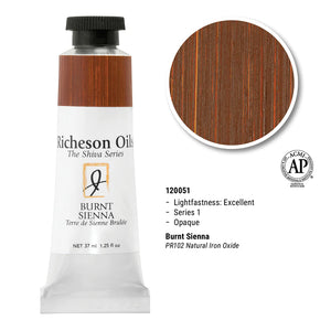 Richeson Oils Burnt Sienna, 37 ml (Jack Richeson, The Shiva Series)