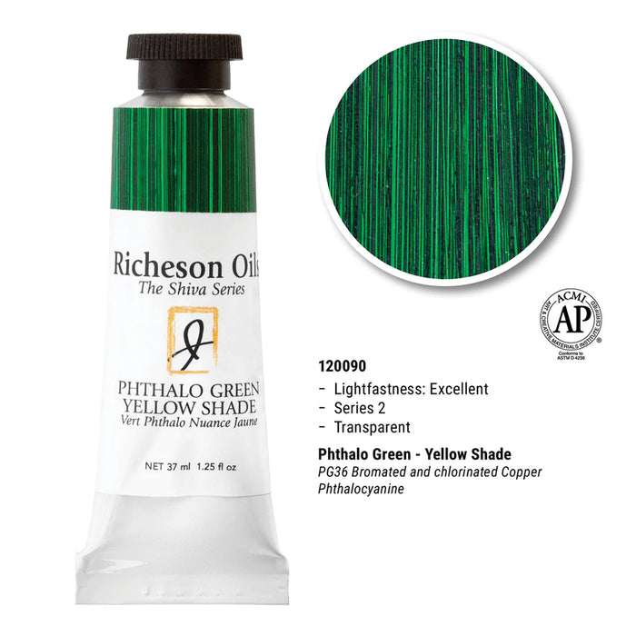 Richeson Oils Phthalo Green Yellow Shade, 37 ml (Jack Richeson, The Shiva Series)