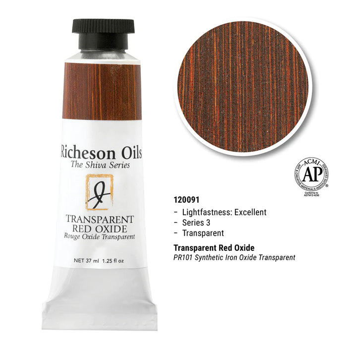 Richeson Oils Transparent Red Oxide, 37 ml (Jack Richeson, The Shiva Series)