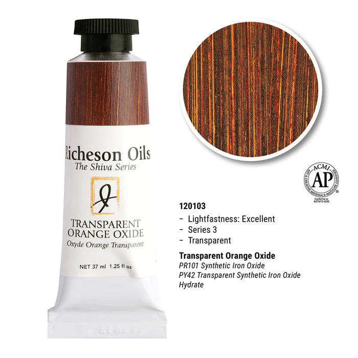 Richeson Oils Transparent Orange Oxide, 37 ml (Jack Richeson, The Shiva Series)
