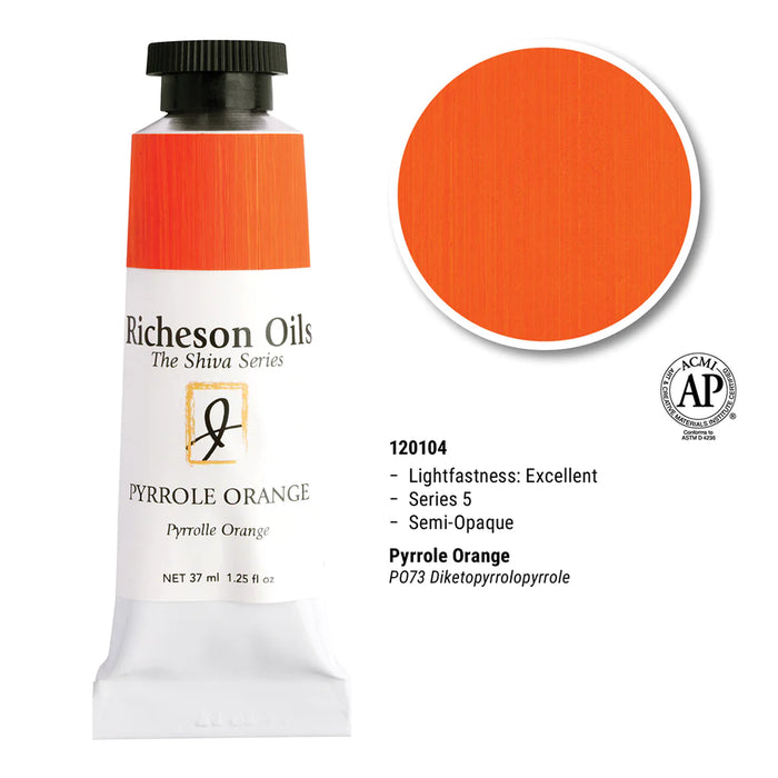 Richeson Oils Pyrrole Orange, 37 ml (Jack Richeson, The Shiva Series)