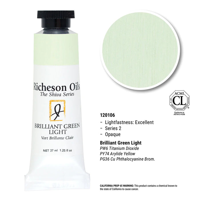 Richeson Oils Brilliant Green Light, 37 ml (Jack Richeson, The Shiva Series)