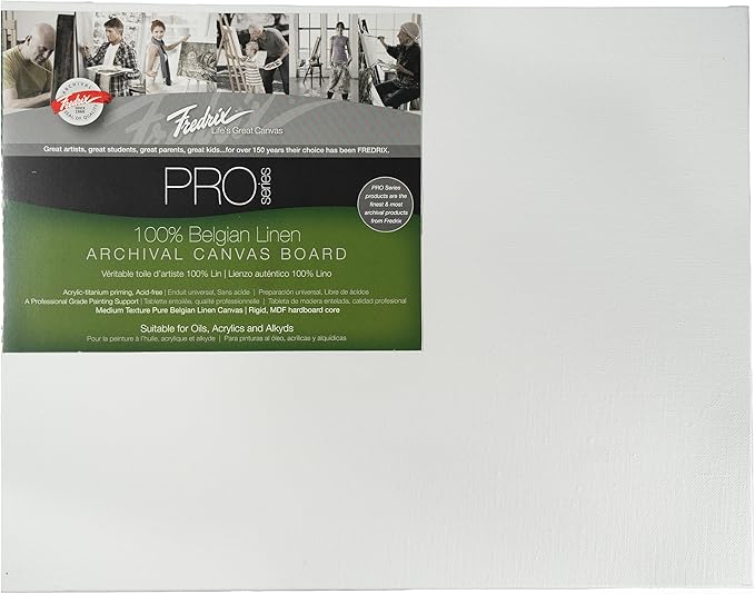 12"X16" PRO SERIES Archival Belgian Linen Canvas Board (FREDRIX)