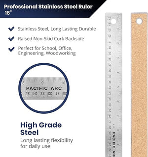 Stainless Steel Ruler, Cork Back (Pacific Arc)