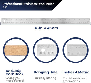 Stainless Steel Ruler, Cork Back (Pacific Arc)