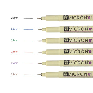 Pigma Micron® 6 Assorted Colors 01 Pen Set (Sakura)