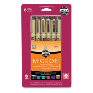 Pigma Micron® 6 Assorted Colors 01 Pen Set (Sakura)