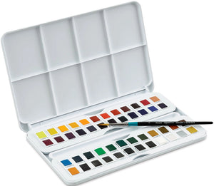 Studio Set of 48 Assorted Colors, Half Pan (Daler-Rowney Aquafine Watercolour)