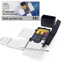 Cotman Watercolours Field Box Set, 12 Half Pans (Winsor & Newton)