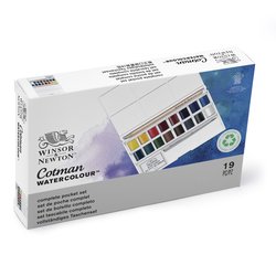 Cotman Watercolour Complete Pocket Set, 12 Half Pans (Winsor & Newton)