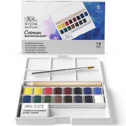 Cotman Watercolour Complete Pocket Set, 12 Half Pans (Winsor & Newton)