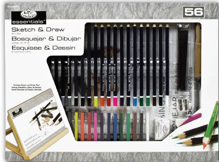 Essentials™ Sketch and Draw Flat Easel Art Set, 56 Piece (Royal & Langnickel)