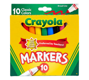 Crayola Non-Washable Broad Line Markers, Classic Colors, 10 Count (Crayola)