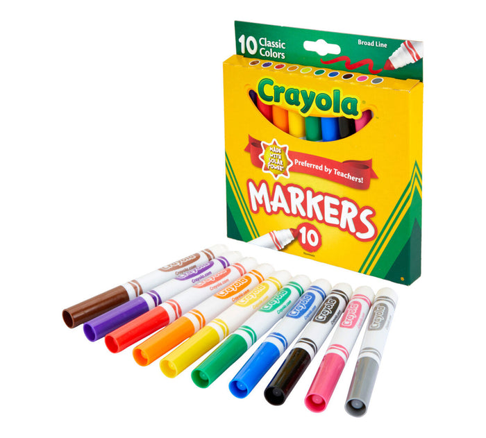 Crayola Non-Washable Broad Line Markers, Classic Colors, 10 Count (Crayola)
