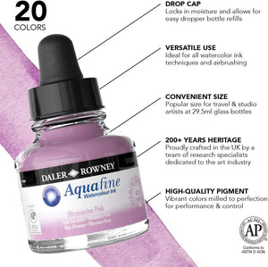 Ultramarine Pink, 29.5ml Bottle (Daler-Rowney Aquafine Watercolour Ink)