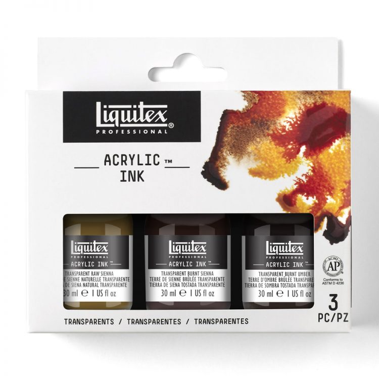 Acrylic Ink Essentials, 3 Primary Colors, 30ml (Liquitex Acrylic Ink)