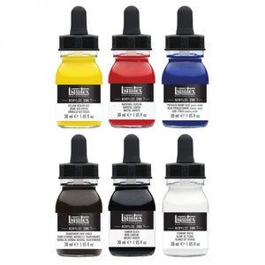 Acrylic Ink Essentials, 6 Colors, 30ml (Liquitex Acrylic Ink)