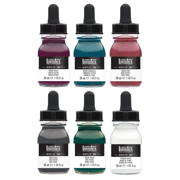 Acrylic Ink Set, Muted Collection + White, 6x30ml (Liquitex Acrylic Ink)