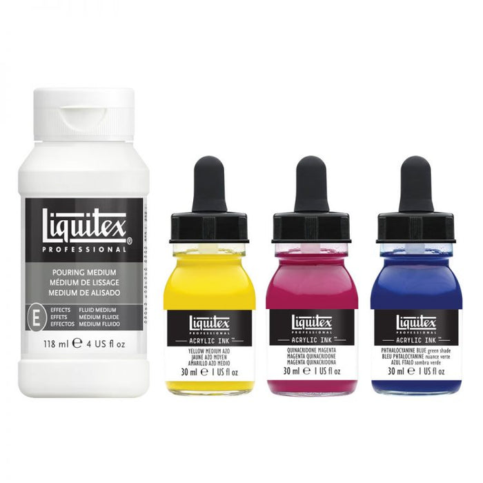 Acrylic Ink Set, Pouring Medium + 3 Primary Colors, 30ml (Liquitex Acrylic Ink)