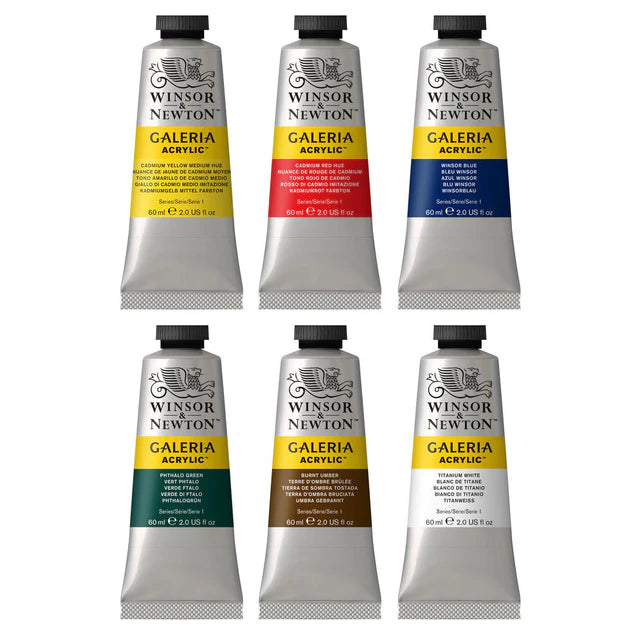 Winsor & Newton Galeria Acrylic 6-Color Set, 60 ml Tubes (Winsor & Newton)