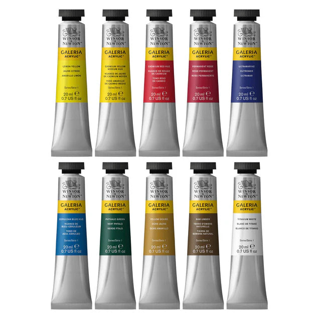 Winsor & Newton Galeria Acrylic 10-Color Set, 20 ml Tubes (Winsor & Newton)