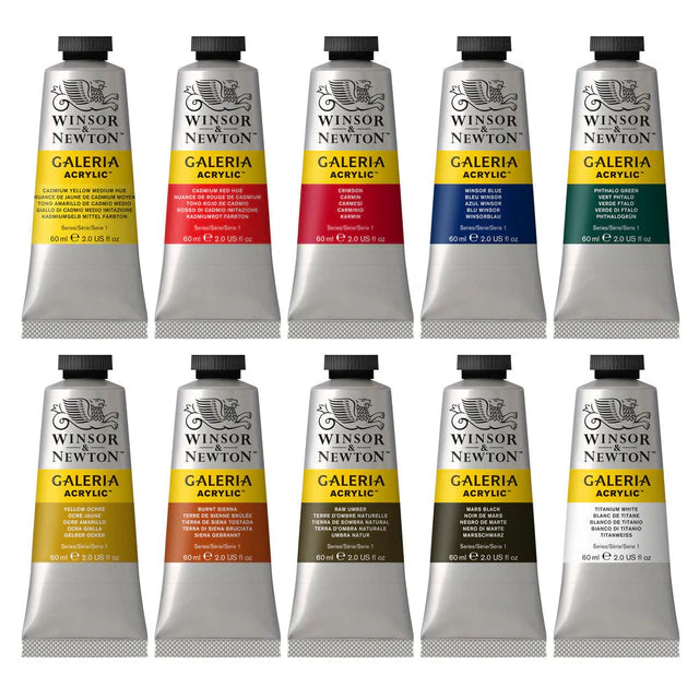 Winsor & Newton Galeria Acrylic 10-Color Set, 60 ml Tubes (Winsor & Newton)