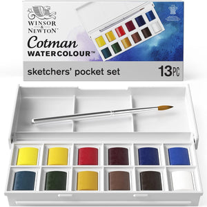 Cotman Watercolours Sketchers' Pocket Box, 12 Half Pans (Winsor & Newton)