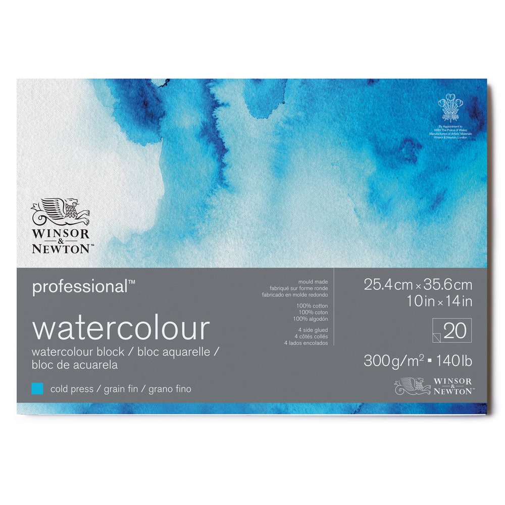 Watercolor Pad, 100% Cotton 20 Sheets, 140lb/300gsm, Glue Bound,  Cold-Pressed, Acid-Free, Art