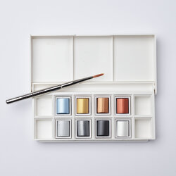 Cotman Watercolours Metallic Pocket Set, 8 Half Pans (Winsor & Newton)