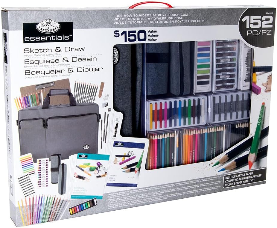 Essentials™ Sketch and Draw Travel Satchel Art Set, 152 Piece