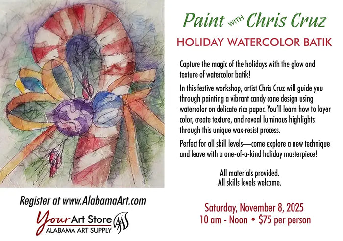 Painting with Chris Cruz - Holiday Watercolor Batik, November 8, 2025