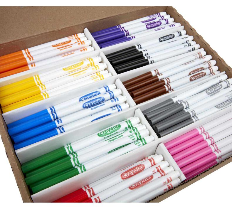Crayola NonWashable Fine Line Markers Classpack, 10 Colors, 200 Count Alabama Art Supply