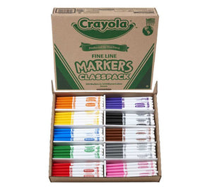 Crayola Non-Washable Fine Line Markers Classpack, 10 Colors, 200 Count (Crayola)