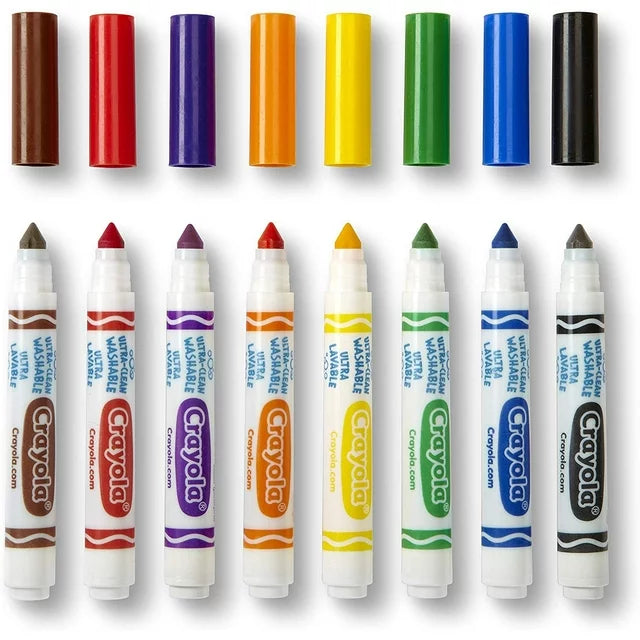 Crayola Ultra-Clean Washable Broad Line Markers, Classic Colors,